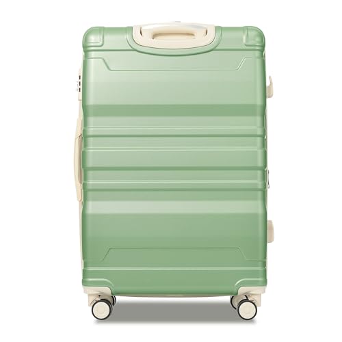 GOWE Luggage Sets New Model Expandable ABS Hardshell 3pcs Clearance Luggage Hardside Lightweight Suitcase Sets Spinner Wheels Suitcase with TSA Lock 20''24''28''(Grass Green and Beige)3