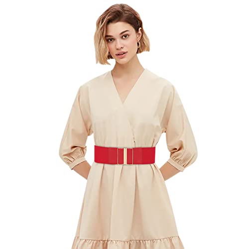 Women's Fashion Vintage Wide Waist Belt Elastic Stretch Belts With Interlock Buckle plus Size Exercise Belt