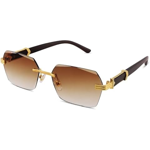 LOJUDI Rimless Sunglasses with UV400 Protection Cover