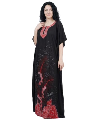 Image of Oussum Women Polyester Casual Long Plus Size Beach Caftan Cover Up Maxi Dress 1X-3X Summer Kaftan Dresses for Women