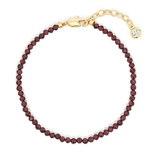 MEVECCO Gold Bracelet for Women 18K Gold Plated Red Garnet