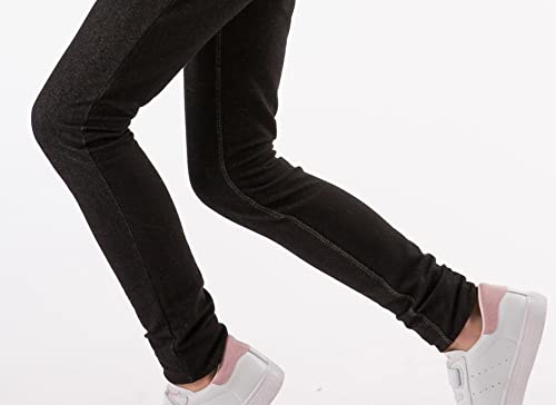 Kid's Jeggings, Unisex Stretch Denim Legging Jeans, Back Pockets Pull On Pants for Girls and Boys, Black (2T-5T)4