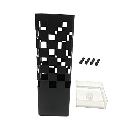 KHLMSRXJ Porte-parapluies Moderne, Support de Rangement en métal pour parapluies/Organisateur de parapluies d'entrée avec bac d'égouttage et 4 Crochets, Bureau à Domicile (Couleur : Noir)