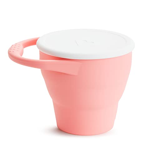 Image of Munchkin Snack Catcher Toddler Snack Cup with Lid, Silicone, Collapsable, Coral /Pink