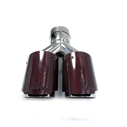 Tubo de escape coche doble salida universal silenciador punta fibra carbono roja 101mm
