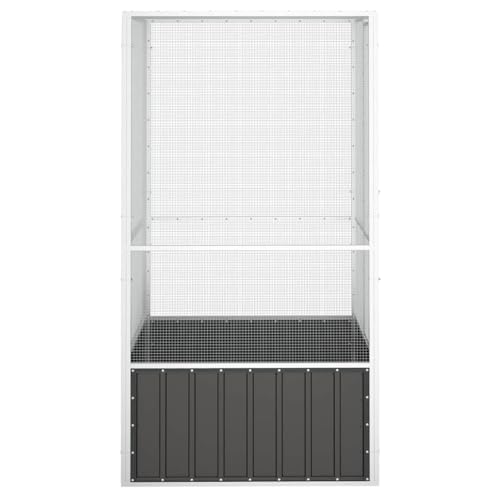 Emmtore Vogelvoliere Innen Außen Aufzuchtkäfig,All-in-One-Vogelkäfig Außenvoliere Käfig Vogelhaus Voliere,Verzinkter Stahl Vogelkäfig,Anthrazit,111 x 107 x 211.5 cm