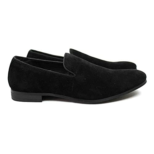AZAR MAN New Men's Black Suede Slip on Loafers Modern Dress Shoes3