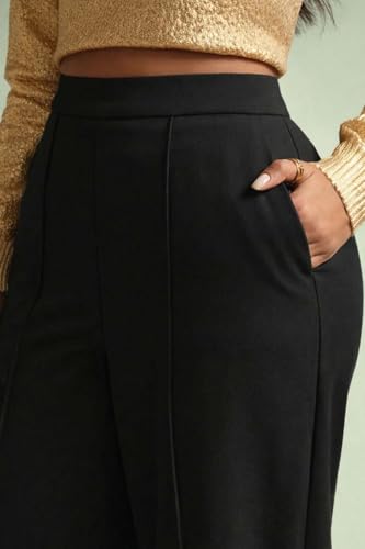 Image of KOTTY Women's Plus Size High Waist Wide Leg Pants for Stylish Comfort and Confident Casual /Stylish Wear
