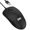 Ratón con cable USB de 3 botones | Seguimiento óptico de alta precisión | Duradero para escritorio y portátil | Negro