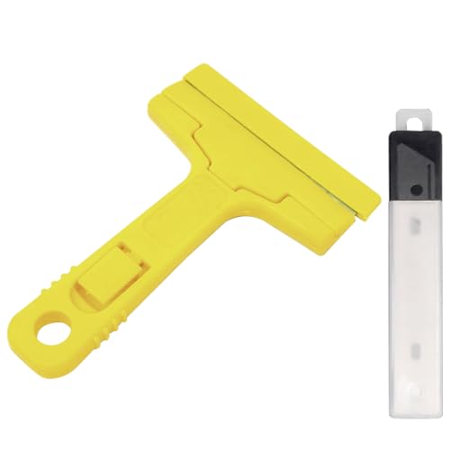 Rascador, 1 rascador de papel pintado con 10 cabezales de repuesto, herramienta rascador de 4 pulgadas, rascador de cristal, raspador de placa de cocina, eliminación de arañazos para limpieza del