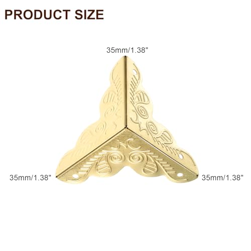 Image of uxcell 12 Pcs Box Edge Guard, 35mm Decorative Box Corner Cover, Corner Protector, Vintage Stair Dust Corners with Screws, Yellow