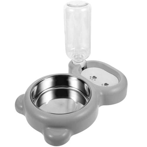 ROMISBABA ペット用給餌ボウル フィーダ 犬用の大きな水入れ こぼれる 傾いた猫のボウル 気密 ゴミ water dispenser ペット用品 猫用ウォーターサーバー プラスチック Grey