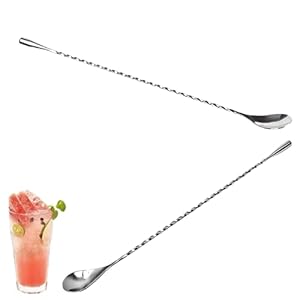 2 Stück Barlöffel Edelstahl Spiralmuster Cocktail-Rührlöffel Professioneller Langer Griff Cocktail-Rührer für Martinis…