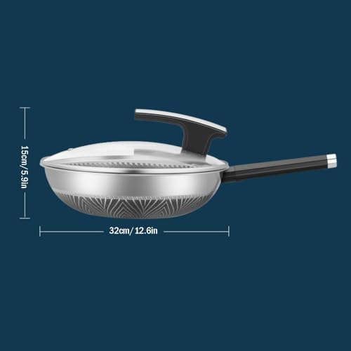 Wok de acero inoxidable duradero con tapa 32 cm miniatura 3