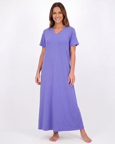 Image of Real Essentials 3 Pack: Women's Soft Maxi Long Nightshirt Short Sleeve Soft Nightgown Sleep Dress (Available in Plus Size)