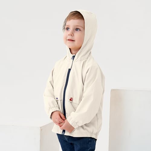 Image of Volunboy Toddler Boys Windbreaker Casual Outerwear Kids Lightweight Zip Hooded Jacket Baby Cute Dust Coat
