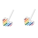 EXCEART ハート型イヤリング ペア 銅製レインボースタッド レディース 耳飾り ジーンズやTシャツのアクセント 仕事やショッピング用ファッ