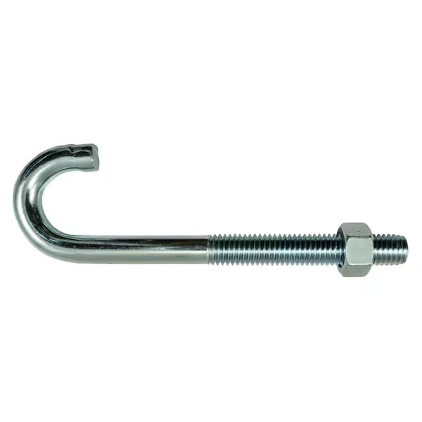1/2-13 x 7/16" x 1" x 6" Zinc Plated Steel Coarse Thread J-Bolt 10PK, Mfr: 52300-A