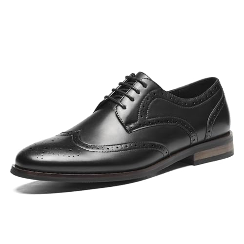 HEEZ Mens Black Wingtip Oxford Dress Shoes