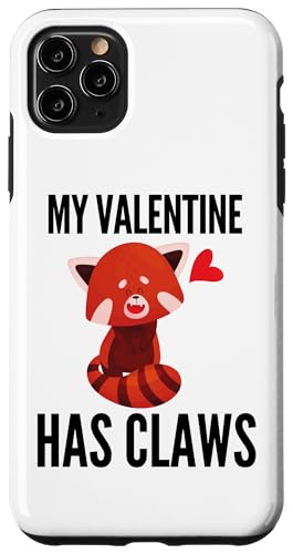 My Valentine Has Claws Red Panda Funny Valentines Bear Fun �X�}�z�P�[�X iPhone 11 Pro Max �p