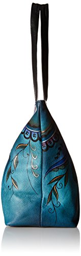 Anna By Anuschka Womens N157Genuineleatherconvertible Large Tote Hand-Painted Original Artwork,Denim Floral Paisley,Large #TOP2