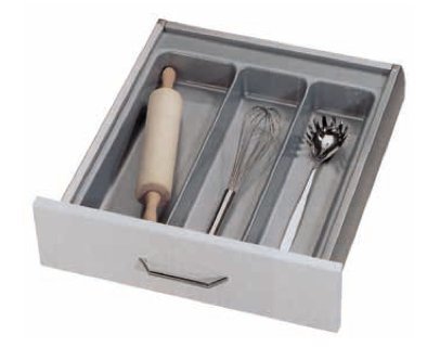Inserto portaposate per cassetto da 45 cm, in plastica ruvida, 350-390 mm, colore: grigio