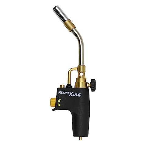 Flame King FK8500CGA High Intensity Propane Torch Head for Soldering, Brazing, Plumbing, Lighting Charcoal/Fire Pits, Compatible with 1LB Cylinders, MAPP, and MAP-PRO Cover