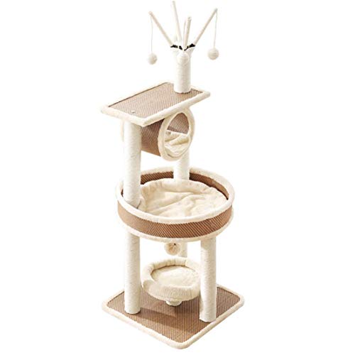 S-Lifeeling Cat Tree Cat Climbing Frame Sisal Small Cat Scratching Column Cat Tower Cat Litter Cat Jumping Platform Rattan Mat Cat Scratching Board (Large Bed)
