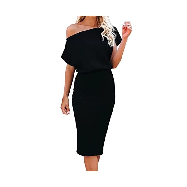 Ezbelle-Womens-Off-The-Shoulder-Short-Sleeve-Ribbed-Casual-Party-Bodycon-Midi-Dress