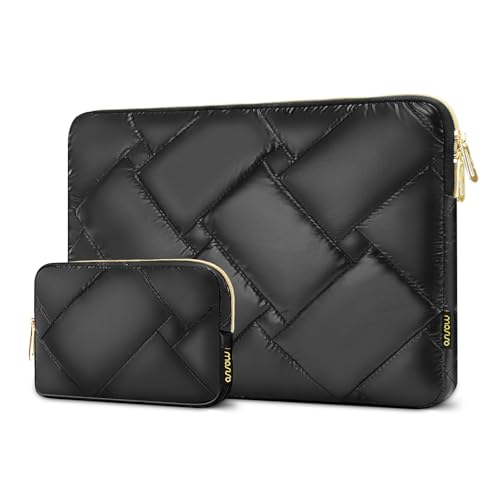 MOSISO Puffy Laptop Sleeve 13-13.3 inch, Carrying Case Compatible with MacBook Air/Pro 13 inch, Compatible with MacBook Pro 14 M4 M3 M2 M1, Polyester Rectangle Quilted Bag Cover with Small Case, Black