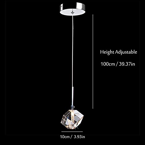 Puzuoer Single Head Crystal Pendant Light Sparkly Ice Cube Chandelier Lampshade Modern Led Pendant Lamp For Living Room Bedroom Dining Room,Cold White-2W #TOP2