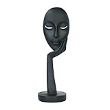 Exttlliy Resin Thinker Statue Black Abstract Face Sculpture Modern Ornaments Collectible Figurines...