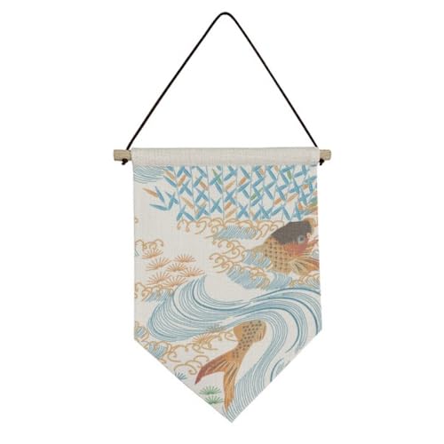 Peinture japonaise poisson kakemono toile suspendue drapeau art mural asiatique