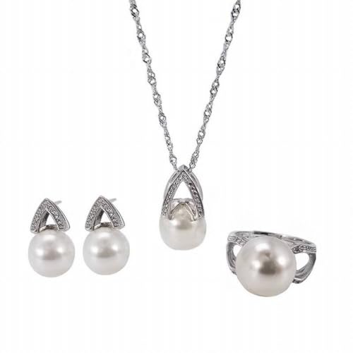 Perles de diamant parure 3 pièces avec collier bague et boucles d'oreilles tendance