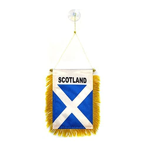 Image of AZ FLAG Scotland Mini Banner 6'' x 4'' - Scottish Pennant 15 x 10 cm - Mini Banners 4x6 inch Suction Cup Hanger