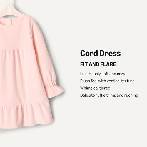 Amazon Essentials Unisex_Baby Velour Cord Dress, Light Pink, 3T by Amazon Essentials - Image 3