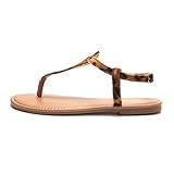 COLGO Thong Flat Sandals, Casual T Strap Dress Sandals, Adjustable Ankle Buckle Dress Thong Sandals