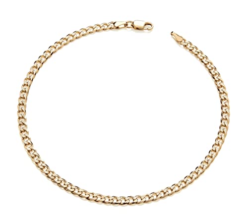 Tobillera de oro amarillo de 9 quilates antienganches y cómoda para uso diario 25,4 cm