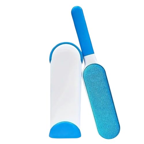 Reusable Pet Hair Remover Brush - Manual Lint Roller for Clothes, Carpets, Furniture, Sweaters, and Sofas - No Batteries Required, Portable Cleaning Tool for Pet Fur Removal - Plastic Handle (Blue)