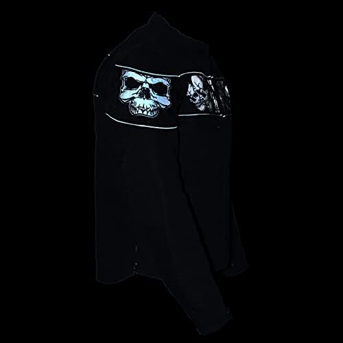 Milwaukee Leather MPM1730 Men's Black Padded Textile All Season Motorcycle Jacket w/Reflective Skulls Artwork