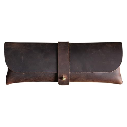 DONGKER Estojo de couro para lápis e canetas, organizador retro para estudantes e empresários (pode conter 22 canetas), café, pattex redni