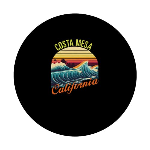Costa Mesa Retro Surf Apparel & Beachwear, Costa Mesa PopSockets Swappable PopGrip, Black - Image 3