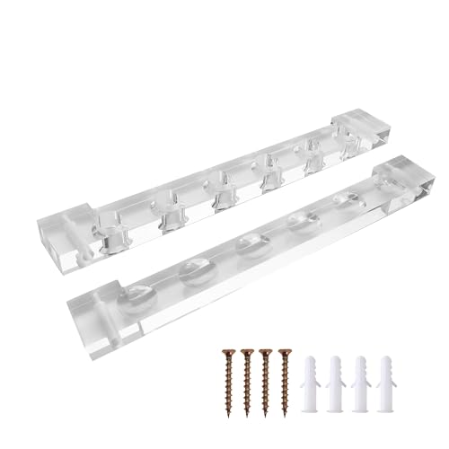 GSE 2-Piece Acrylic Wall-Mounted Pool Cue Rack (6 Cues)