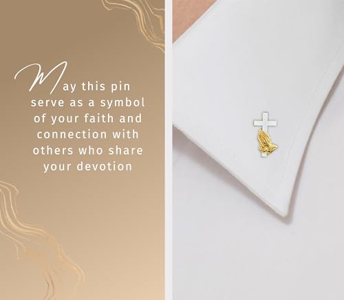 Image of Deacon Ordination Cross Pins For Men and Women - Gold Plated Deacon and Cross Pins For Lapel, Robe, Tie, Suit, Jacket, Hat - Catholic Deacon Cross Pin Set of 2 Items