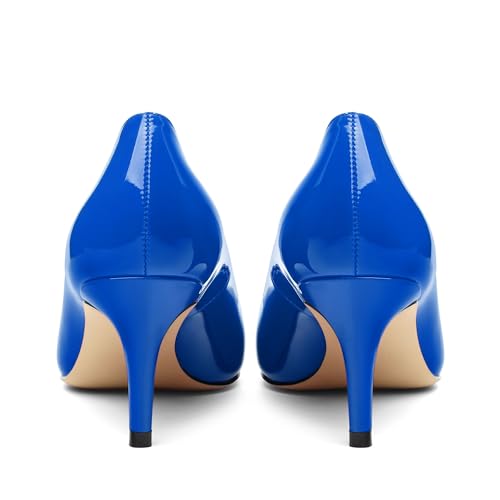 Women's Pumps, Trendy Patent Dress Work Wedding Pointed Toe Slip On Stiletto Mid Heel Pumps Shoes 2.55 Inch4