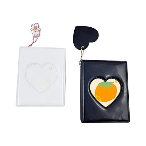 2 Pack 3 Inch Photo Card Holder Photocard Album Mini Photocard Binder Small Photocard Book Love Heart Hollow Photocard ID Holder Cover