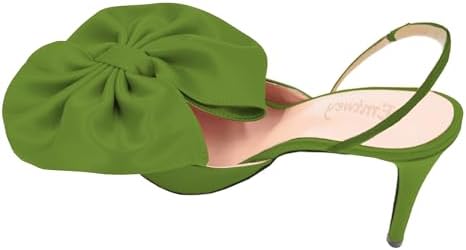 Emiwey Women's Bow-Knot Pointed Toe High Heel Stiletto Pumps Dress Party Ladies Sandals Shoes Green 10 M US | Image 1