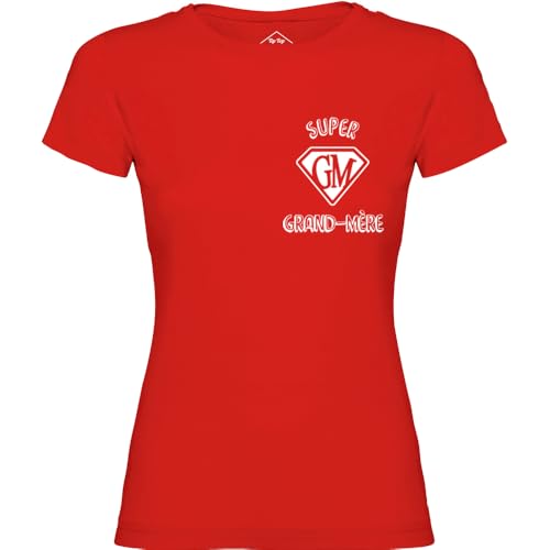 T-shirt femme Super Grand-mère cœur GM rouge idéal pour les sorties en famille