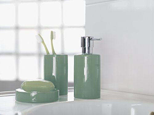 Spirella Tube Toilet brush toilet Set including porcelain holder and stainless steel handle darkgreen, Moss Green, 0 - Image 4