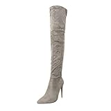 Rutschfest und verschleißfest: Die Unterseite der elastischen Damenstiefel besteht aus Gummi, das eine gute Elastizität und Flexibilität aufweist. Die Sohle hat eine zarte Textur, ist rutschfest und verschleißfest.